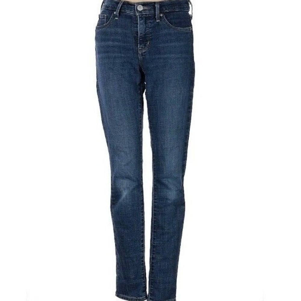 Levis Womens 36 Curvy Straight Jeans Dark Wash Stretch Plus Size Denim